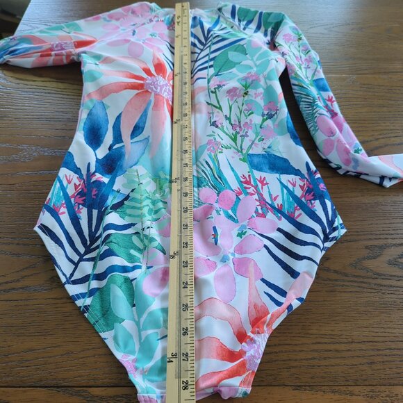 Axesea Women Floral Long Sleeve one piece Surf Swimsuit UPF 50+ Rash Guard Sz 10 - Picture 12 of 12